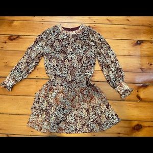 VICI collection long sleeve floral tiered mini dress
